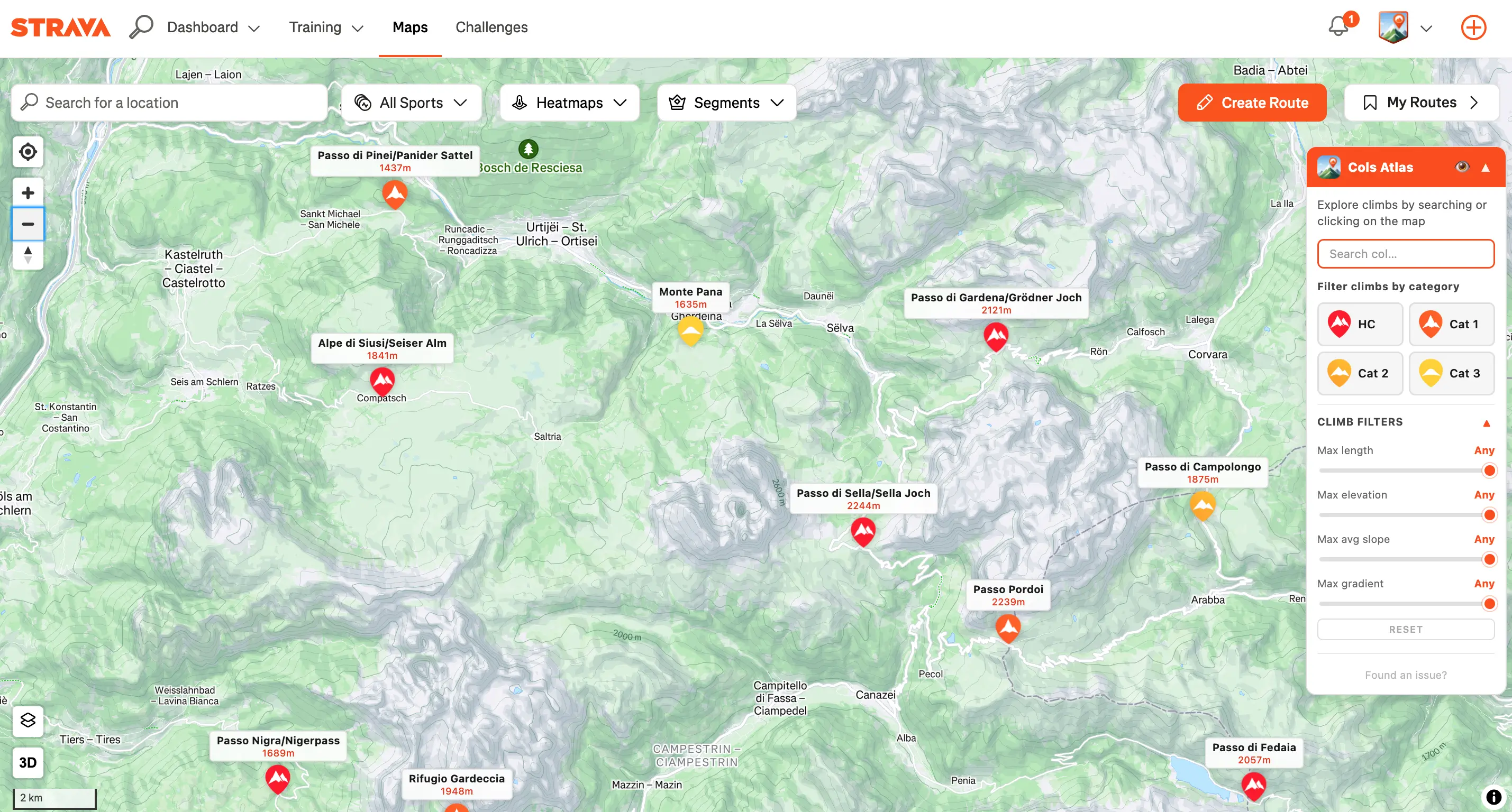 Cols Atlas running inside Strava